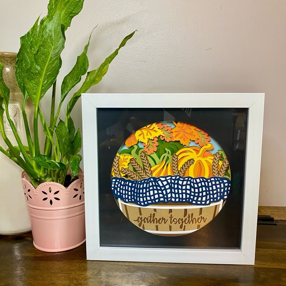 3D Gather Together Fall Basket Shadowbox
